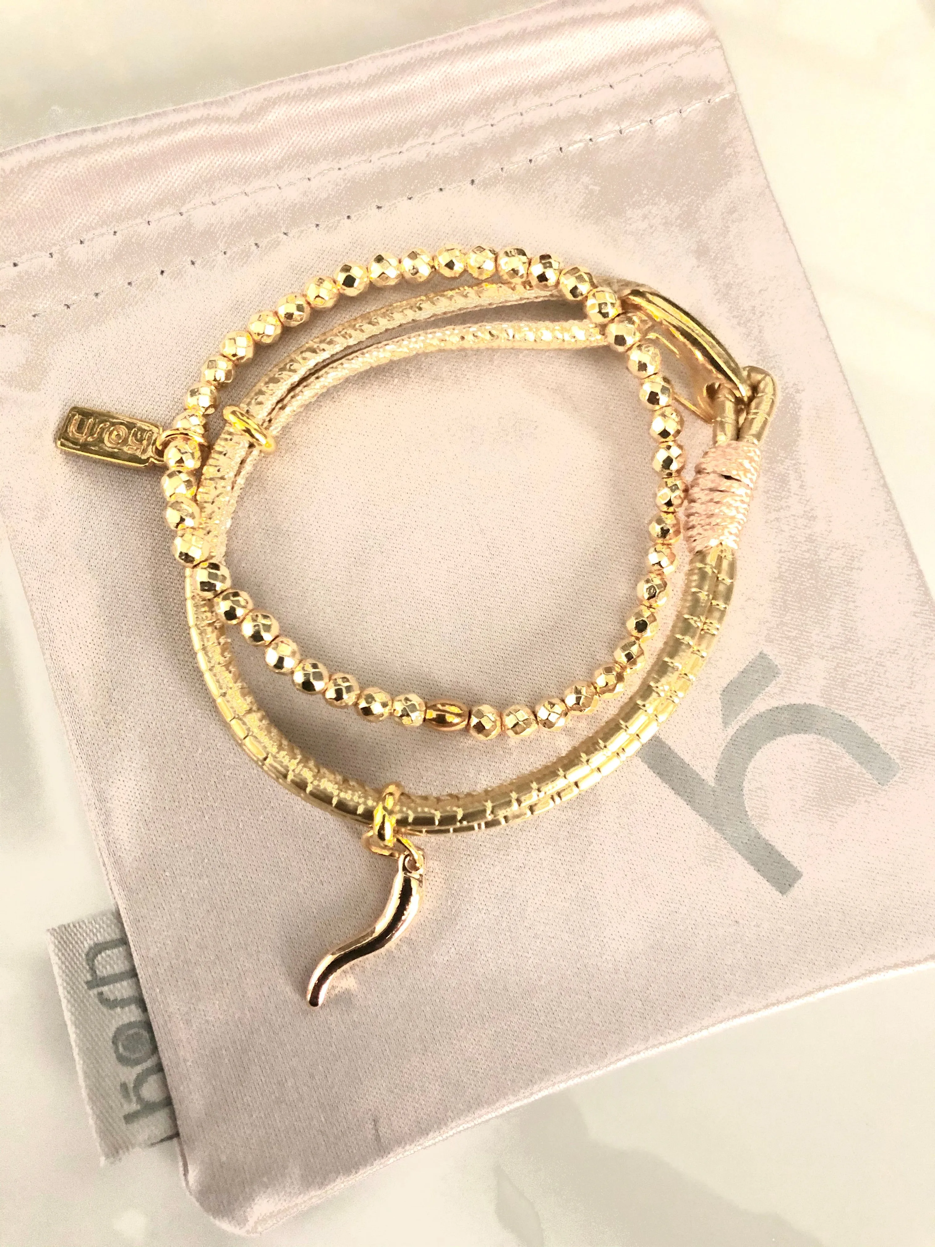 HORN & LEATHER BANGLE DUO