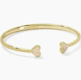 Kendra Scott Framed Ari Heart Gold Cuff Bracelet in Iridescent Drusy