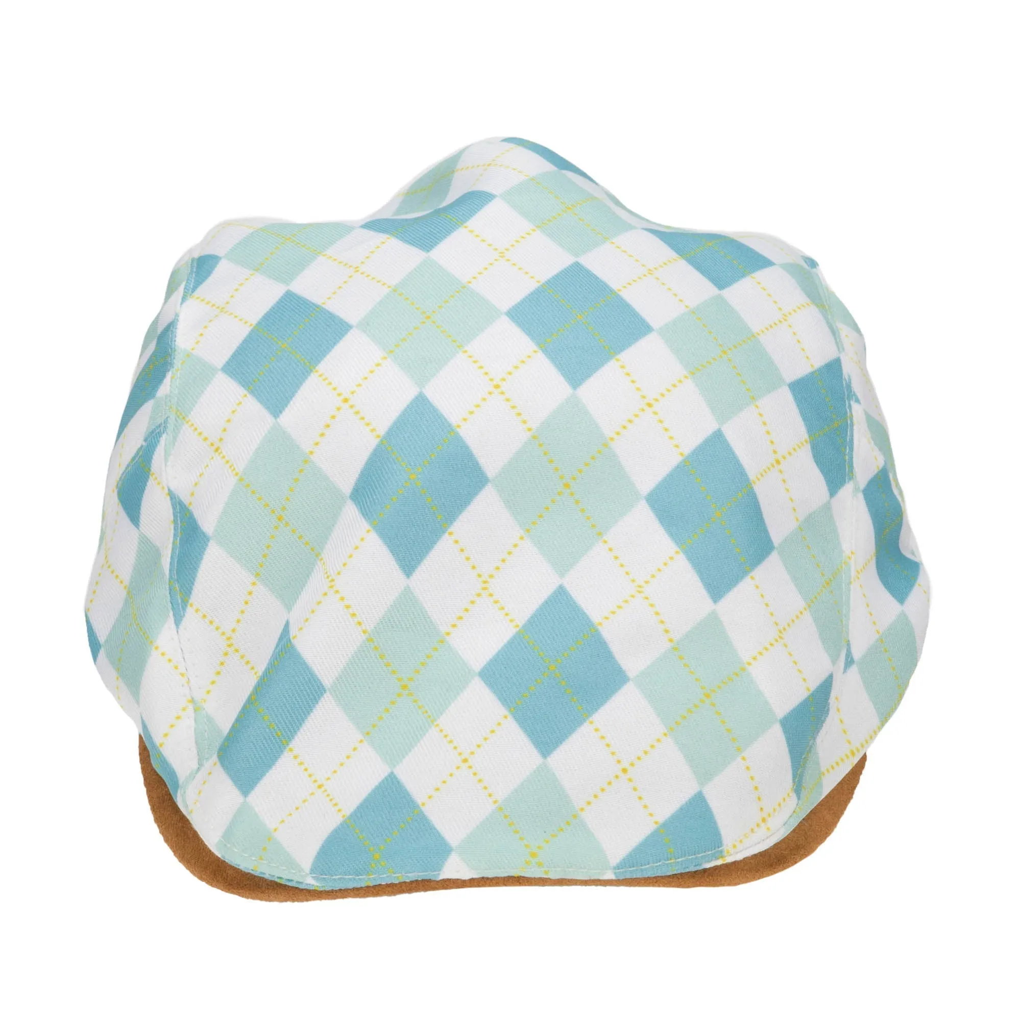 Kids Cut and Sew Drivers Cap with Plaid Golf Print and Faux Suede Brim
