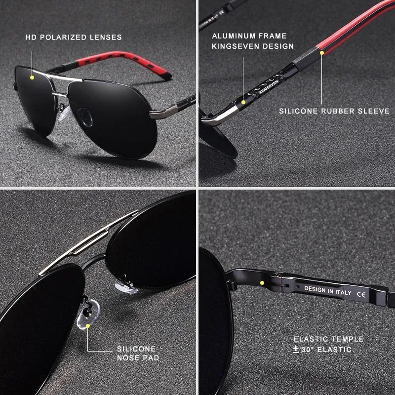 KINGSEVEN Men/Women Vintage Aluminum Polarized Sunglasses