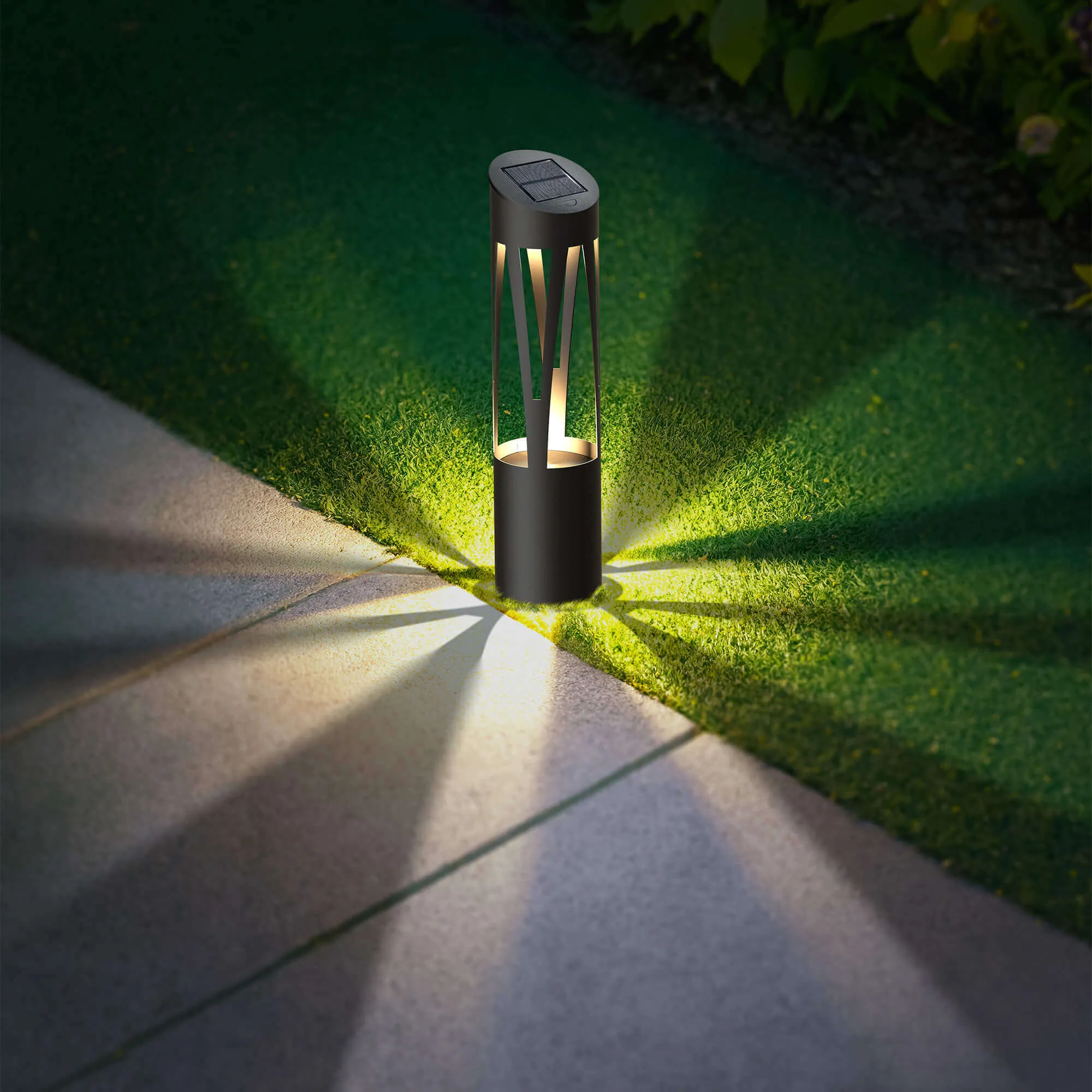 KODA Solar Sunburst Round Bollard Light 4-Pack