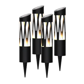 KODA Solar Sunburst Round Bollard Light 4-Pack