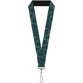 Lanyard - 1.0" - Antlers Turquoise