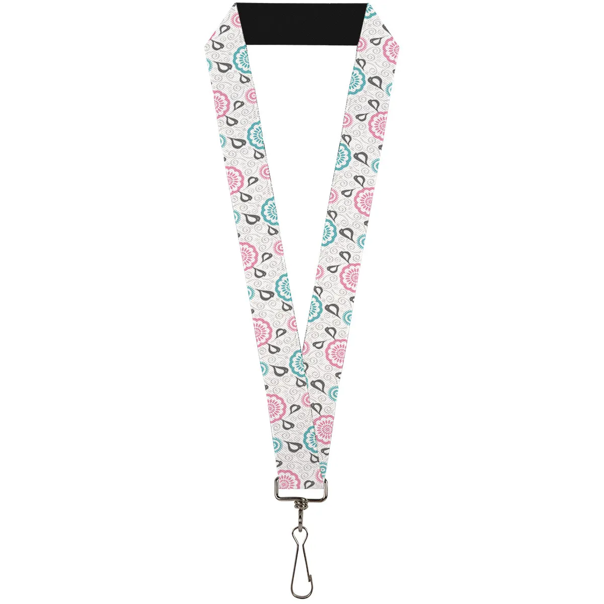 Lanyard - 1.0" - Bird Tapestry White Gray Turquoise Pink