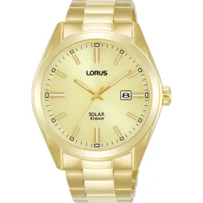 lorus solar gents gold plated champagne dial bracelet watch