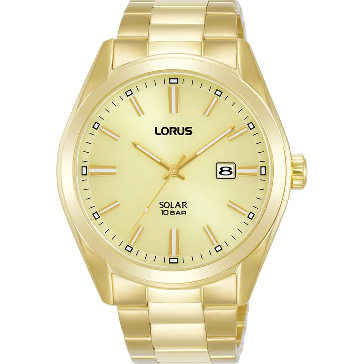 lorus solar gents gold plated champagne dial bracelet watch