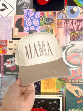 Mama Embroidered Trucker Hat- Taupe