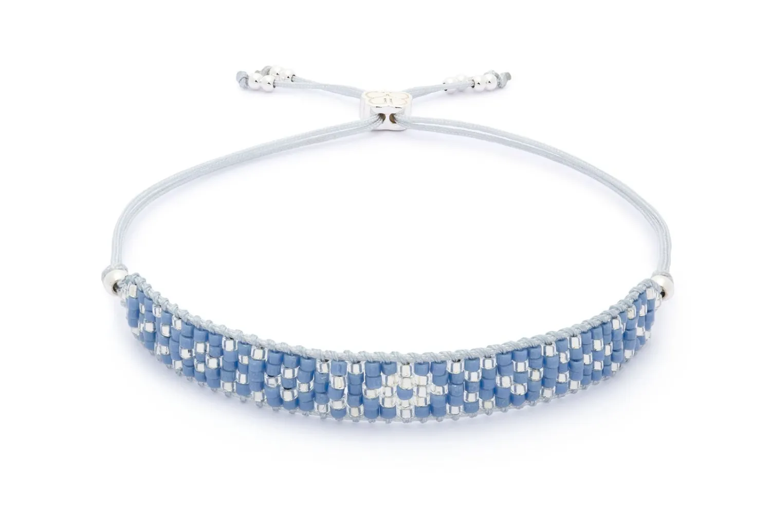 Maya Silver & Blue Beaded Friendship Bracelet