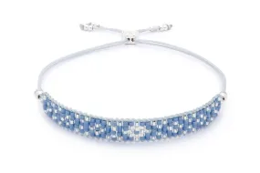 Maya Silver & Blue Beaded Friendship Bracelet