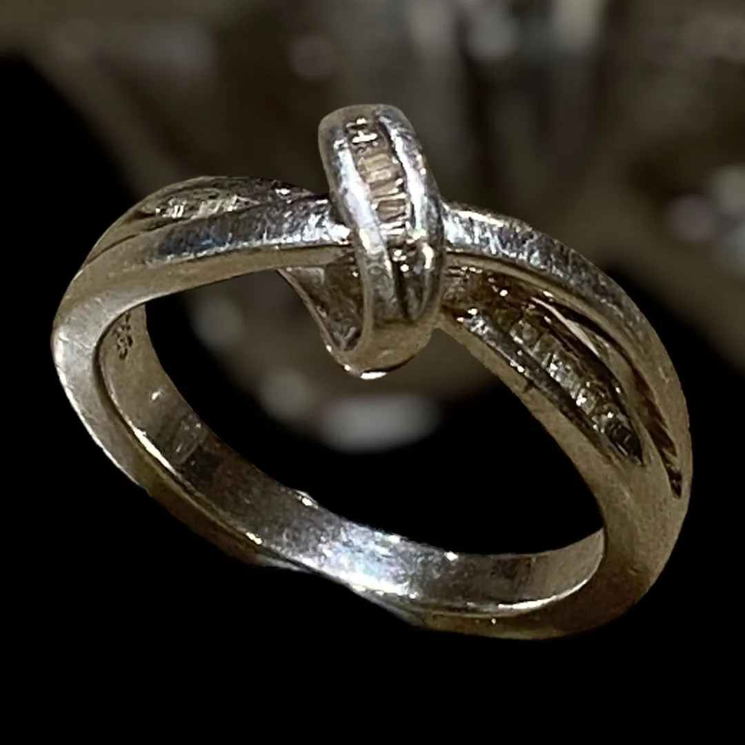 Michael Valitutti Sterling Silver & Baguette Diamond Ring