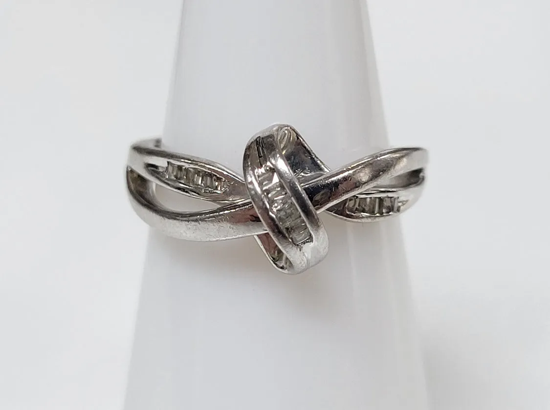 Michael Valitutti Sterling Silver & Baguette Diamond Ring