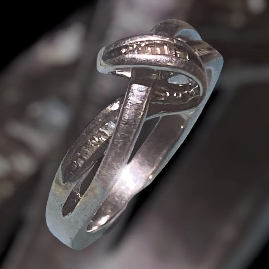 Michael Valitutti Sterling Silver & Baguette Diamond Ring