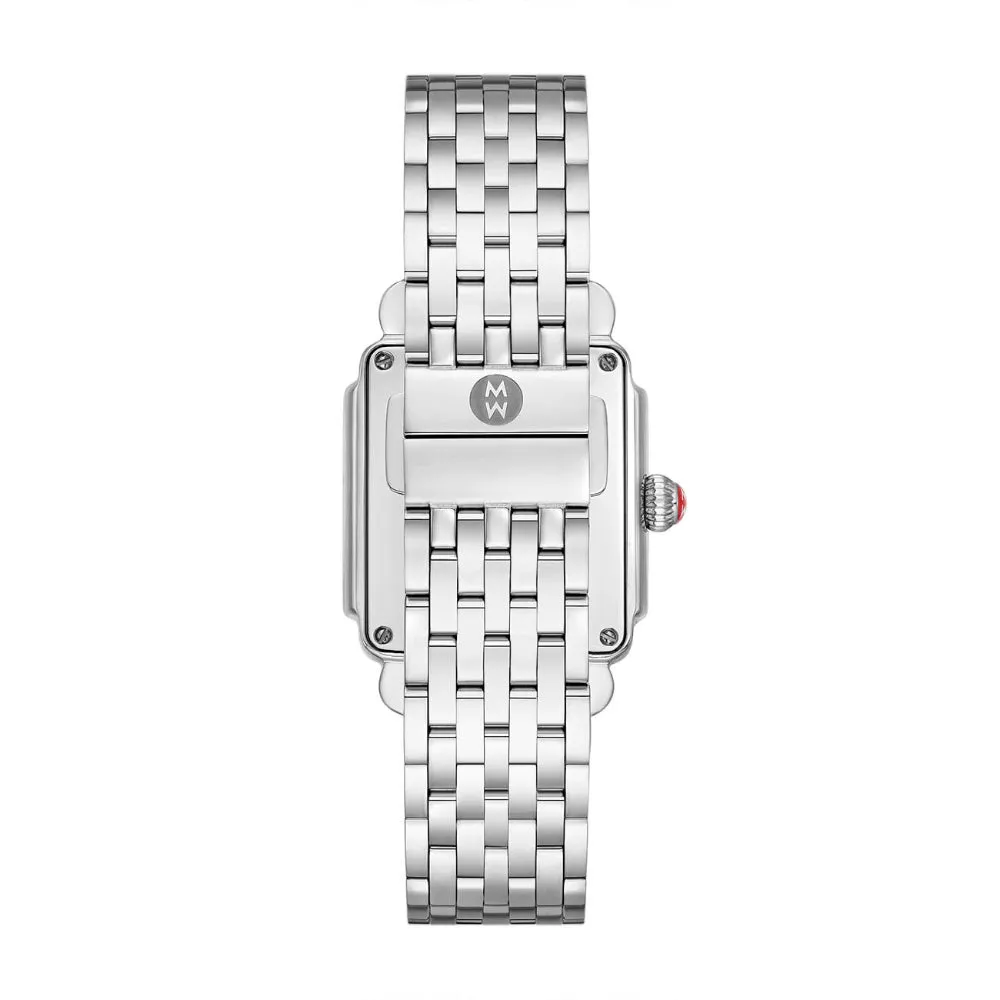 Michele Deco Mid Stainless Steel Diamond Watch with Apricot Dial
