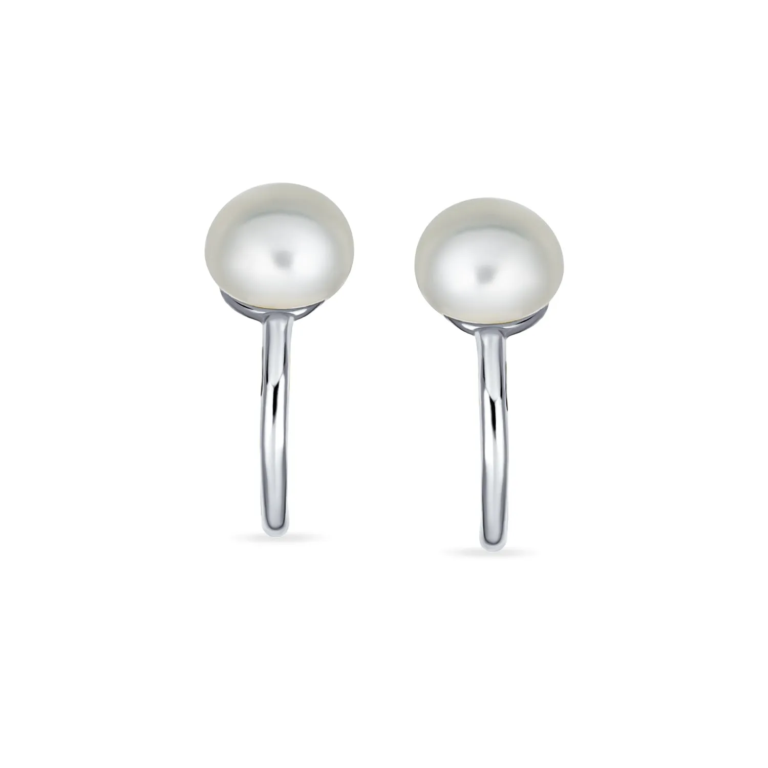 Minimalist Spiral Wire Ear Cuff Cartilage Earrings with Freshwater Pearls Gold Plated