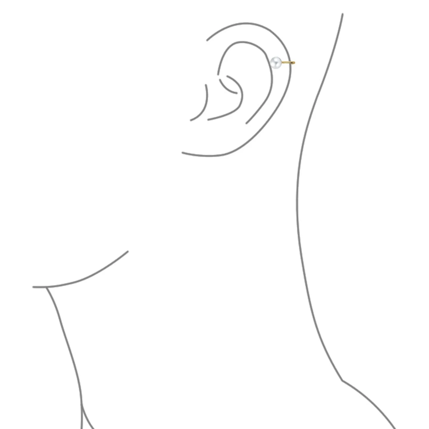 Minimalist Spiral Wire Ear Cuff Cartilage Earrings with Freshwater Pearls Gold Plated