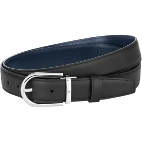 MNT Belt Horseshoe BKle 3mm Reversible Leather Black Blue