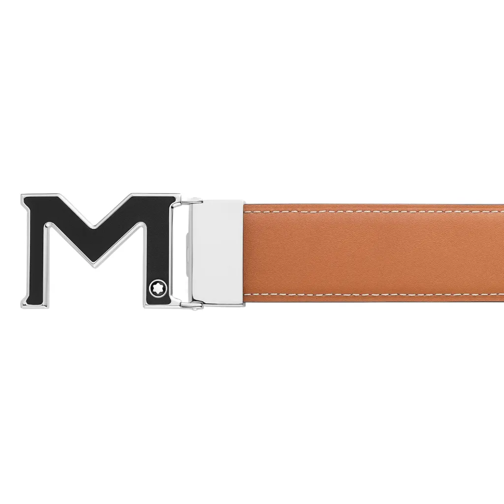 Montblanc M buckle black/tan 35 mm reversible leather belt
