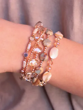 Multi-Strand Stone/Mother of Pearl Bracelet