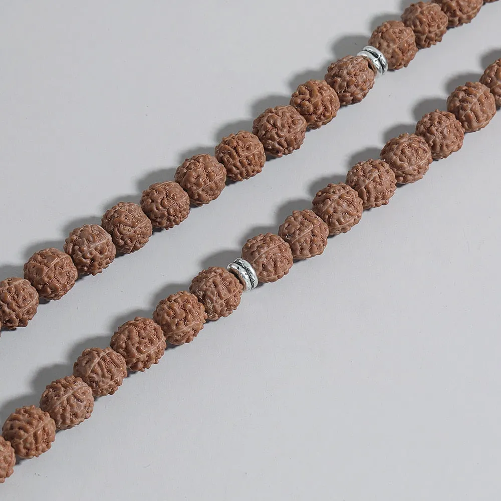 Natural Rudraksha Beaded 108 Mala Rosary Elastic Winding Bracelet Yoga Blessing Charm Bangle