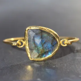 Old San Juan Bracelet - 24k Gold Dipped Iridescent Night Labradorite Crystal Cuff