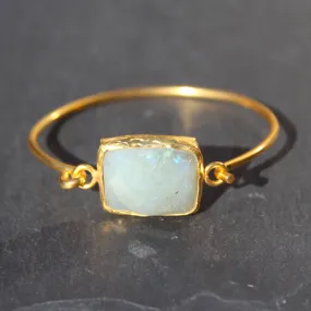 Old San Juan Bracelet - 24k Gold Dipped Iridescent White Labradorite Crystal Cuff