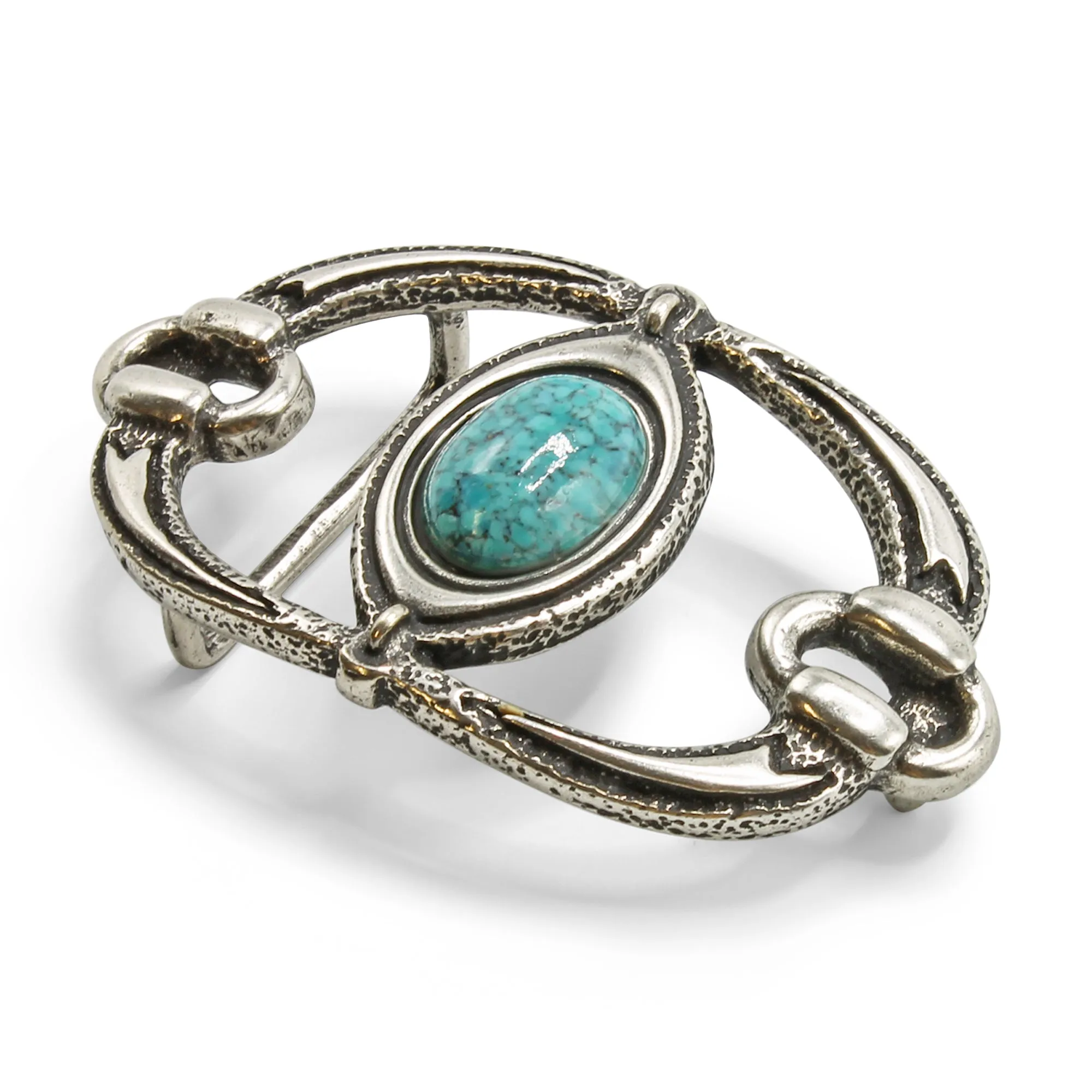 Open Oval Turquoise Cabochon Buckle 40mm