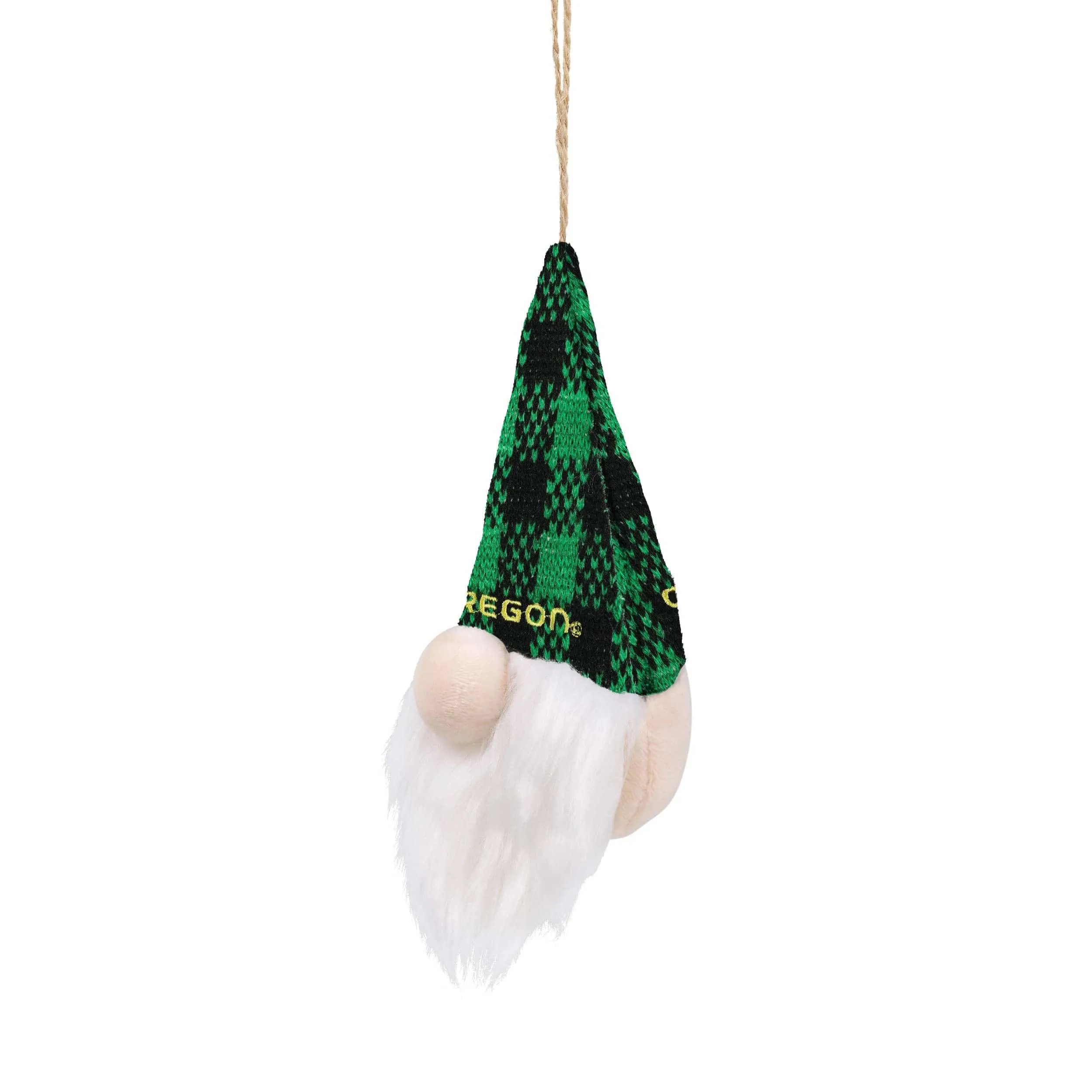Oregon Ducks NCAA Plaid Hat Plush Gnome Ornament