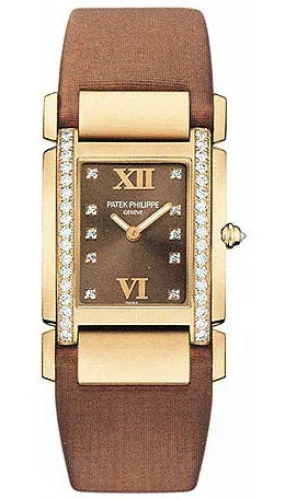 Patek Philippe Twenty-4 Quartz Diamond Brown Dial Ladies Watch 4920R-BROWN