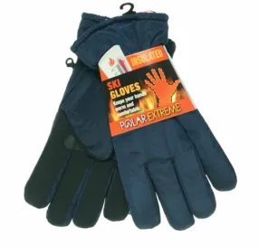 Polar Extreme Men's Heat Sherpa Lined Ski Gloves Navy Blue