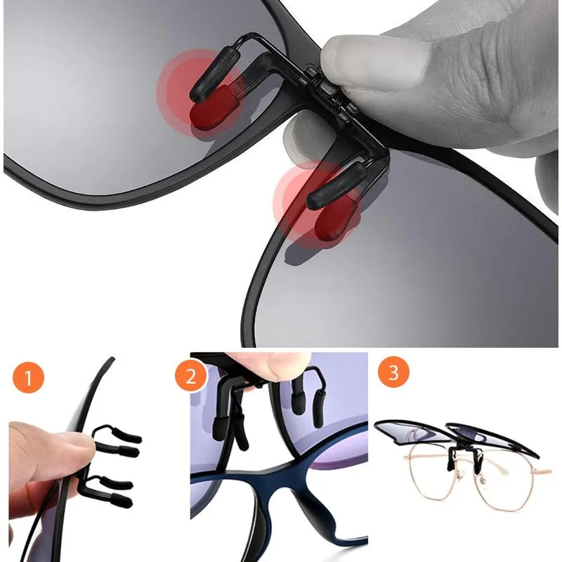 Polarized clip-on flip-up sunglasses