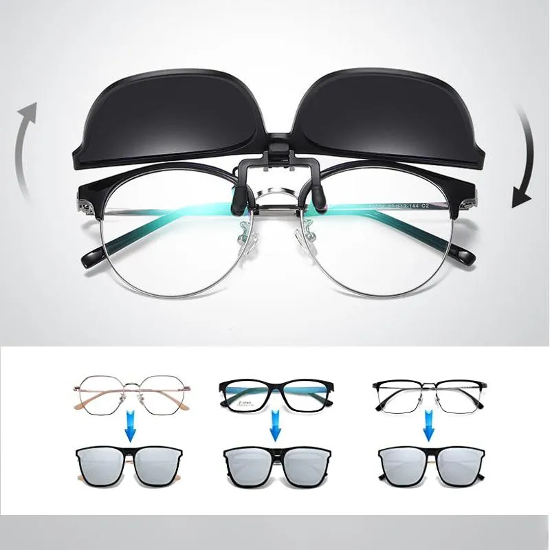 Polarized clip-on flip-up sunglasses