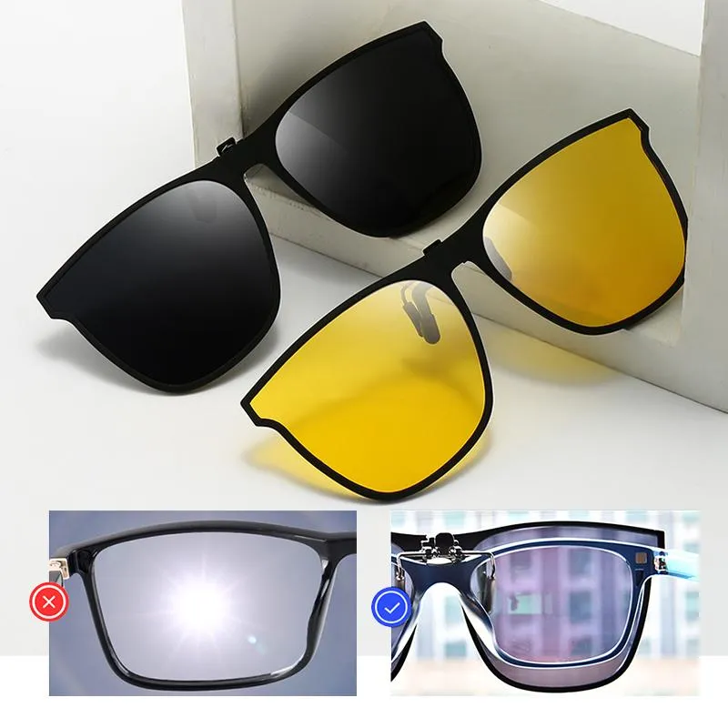 Polarized clip-on flip-up sunglasses