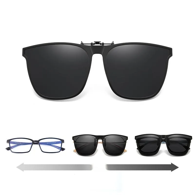 Polarized clip-on flip-up sunglasses