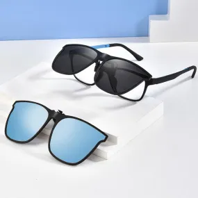 Polarized clip-on flip-up sunglasses