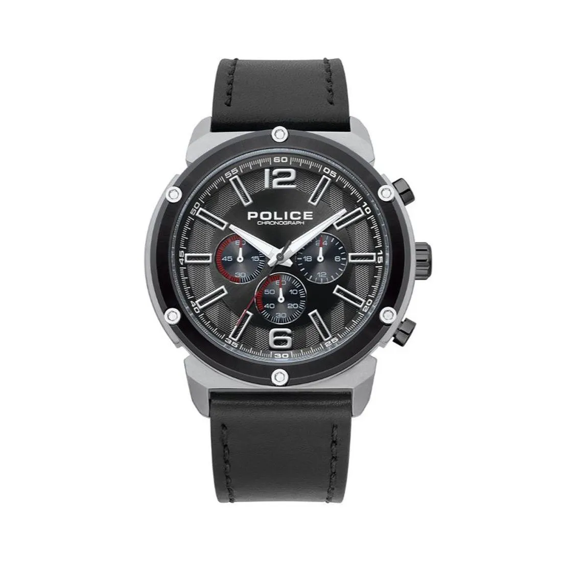Police Chronograph Black & Silver Leather Watch PL.15726JSTB/02