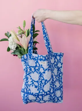 Porcelain Garden Floral Print Tote Bag