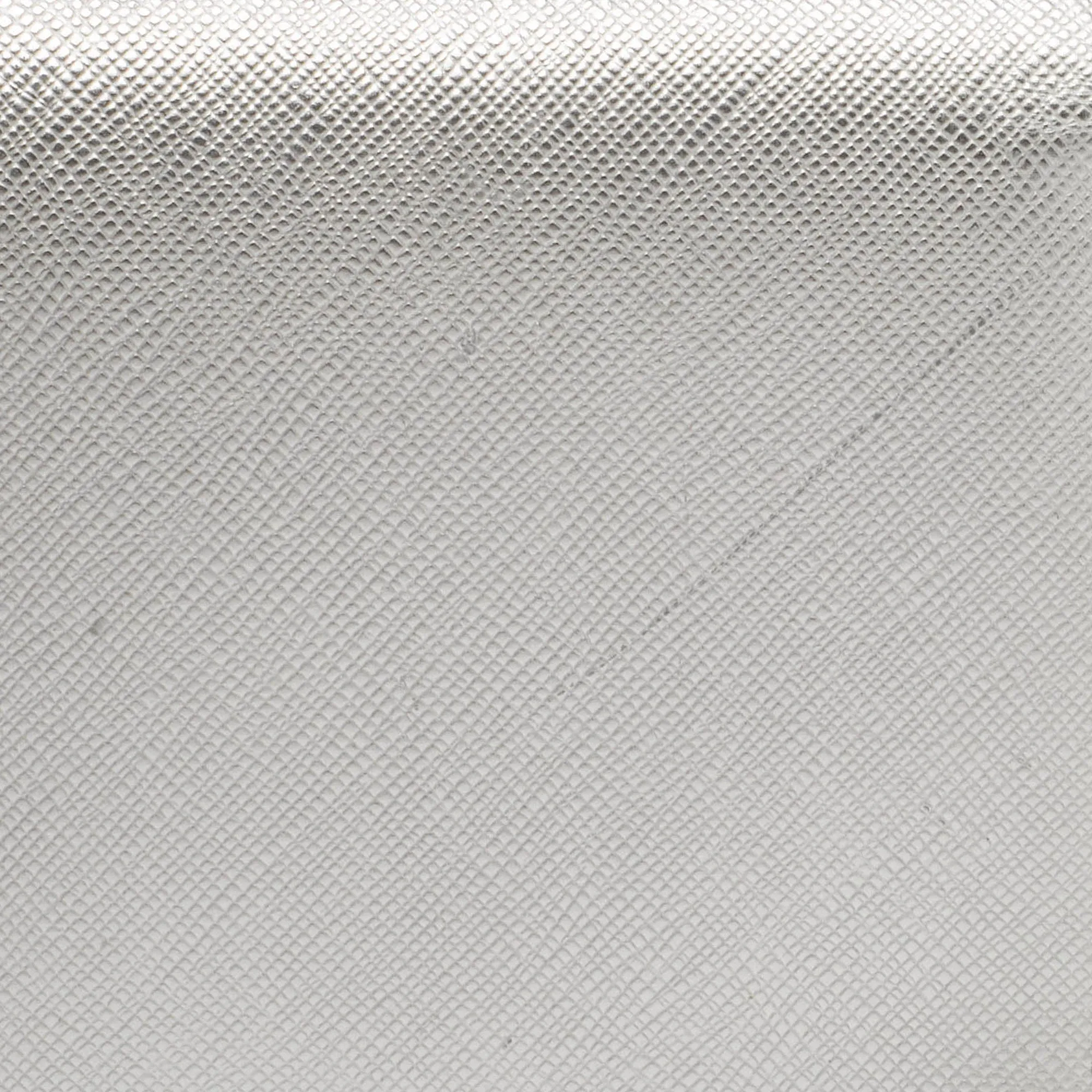 Prada Silver Saffiano Lux Leather Flap Chain Clutch
