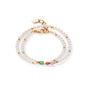 Princess Pearls bracelet Wrap Around gold multicolour Art Nouveau