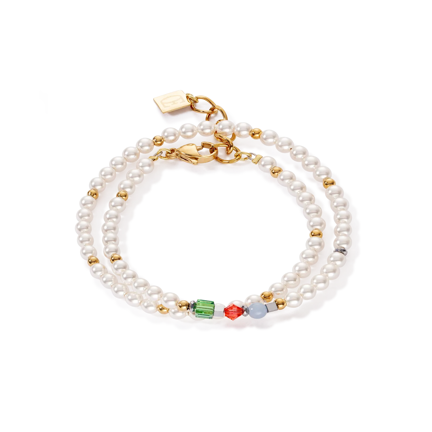 Princess Pearls bracelet Wrap Around gold multicolour Art Nouveau