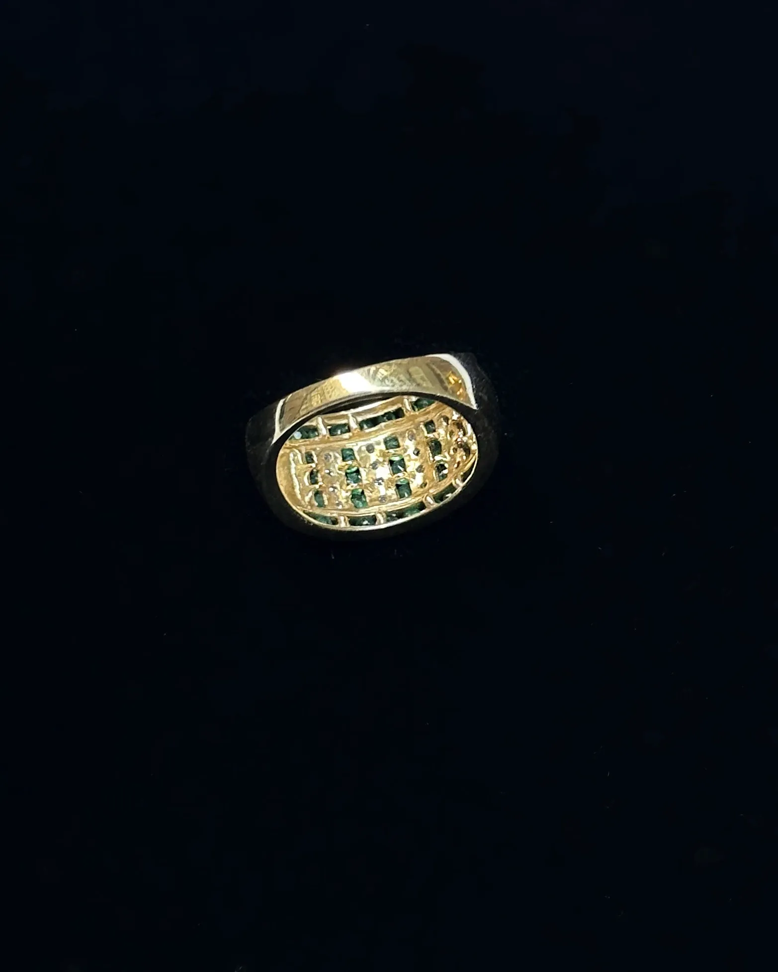 Private for Liz - Vintage Emerald And Diamond Gold Bombe Ring