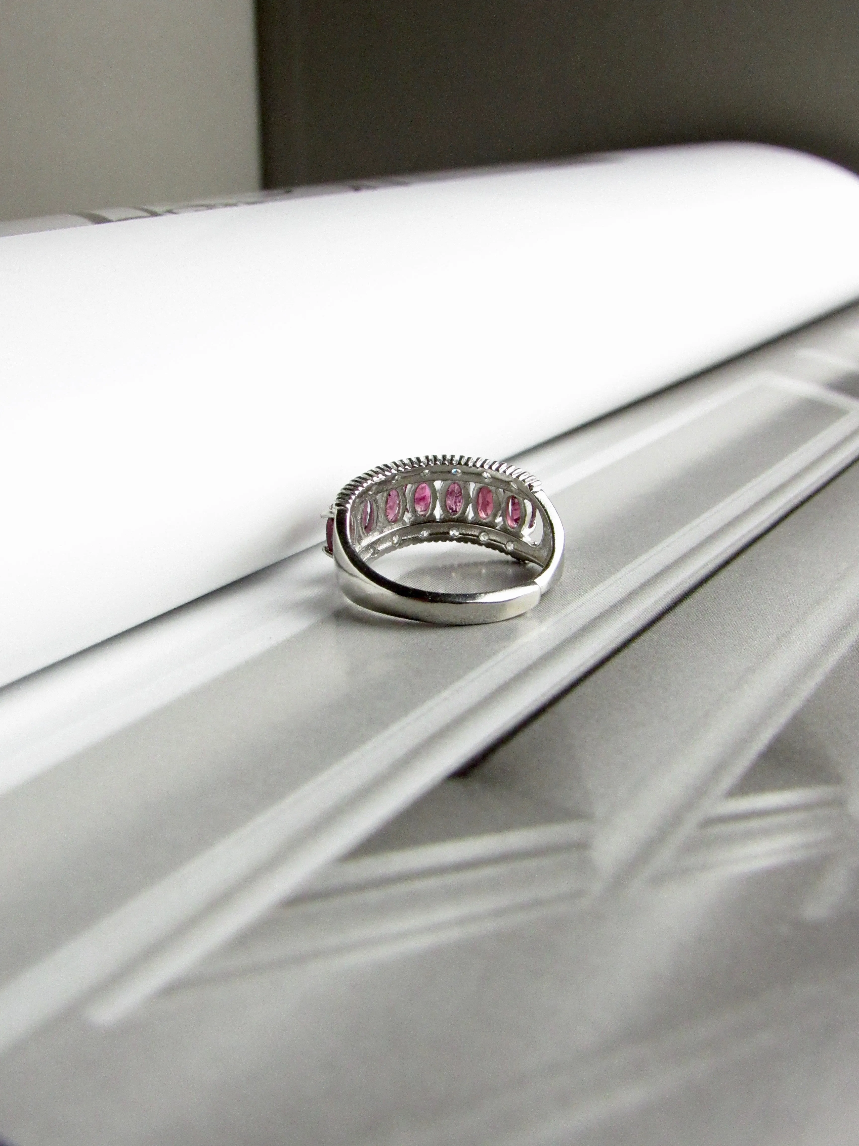 Raspberry Garnet Crystals Sterling Silver Ring