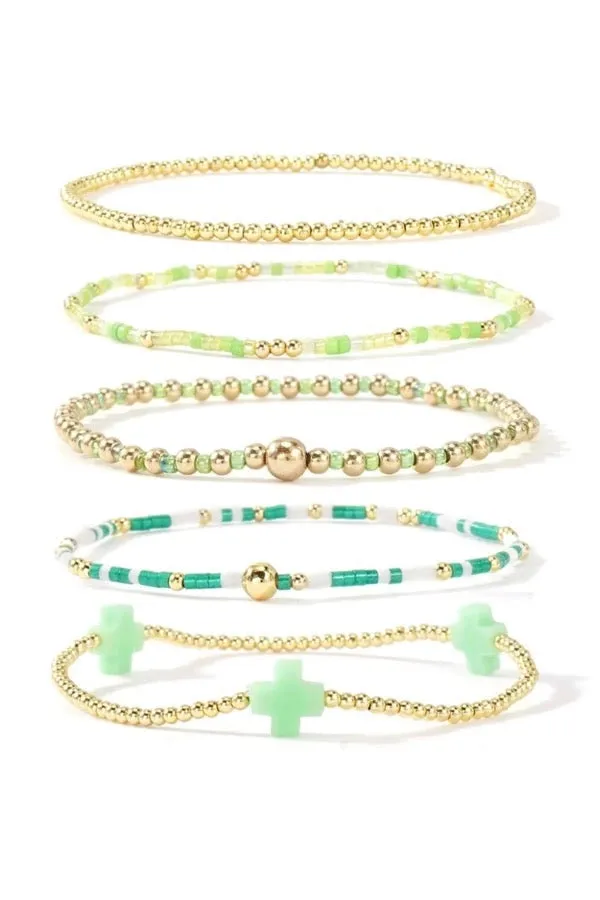 REMY BEADED BRACELET SET-GREEN