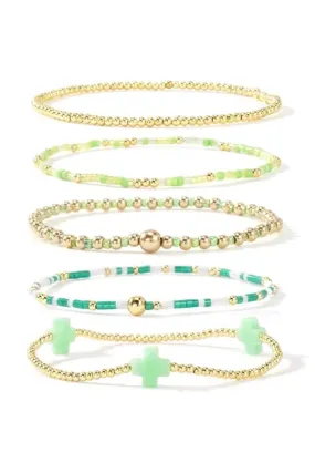 REMY BEADED BRACELET SET-GREEN