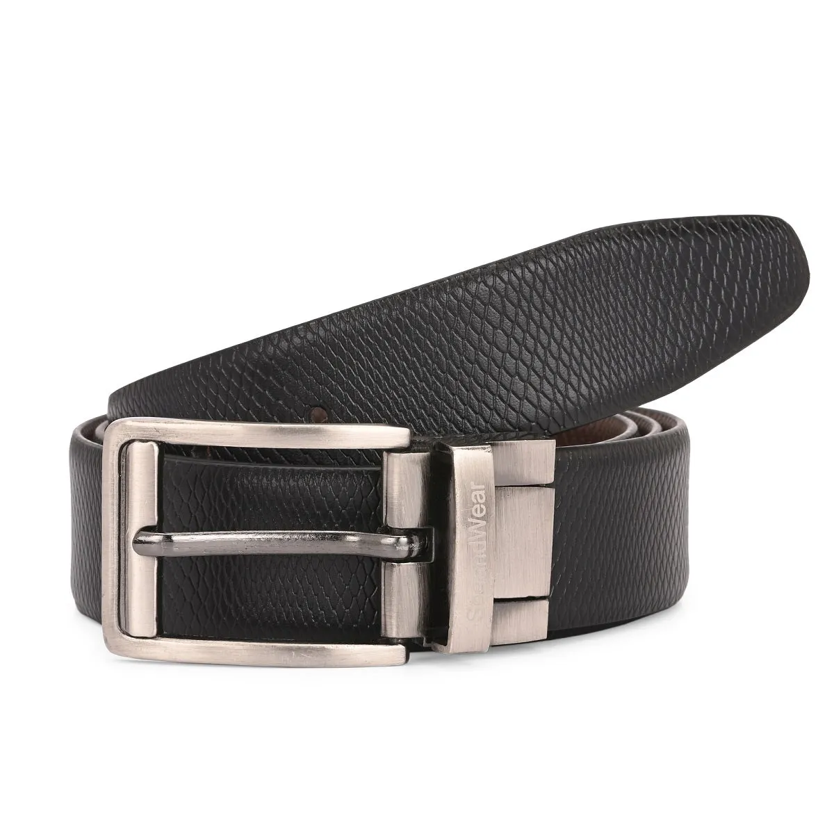 Reversible Leather Belt Black and Brown - Snake Print