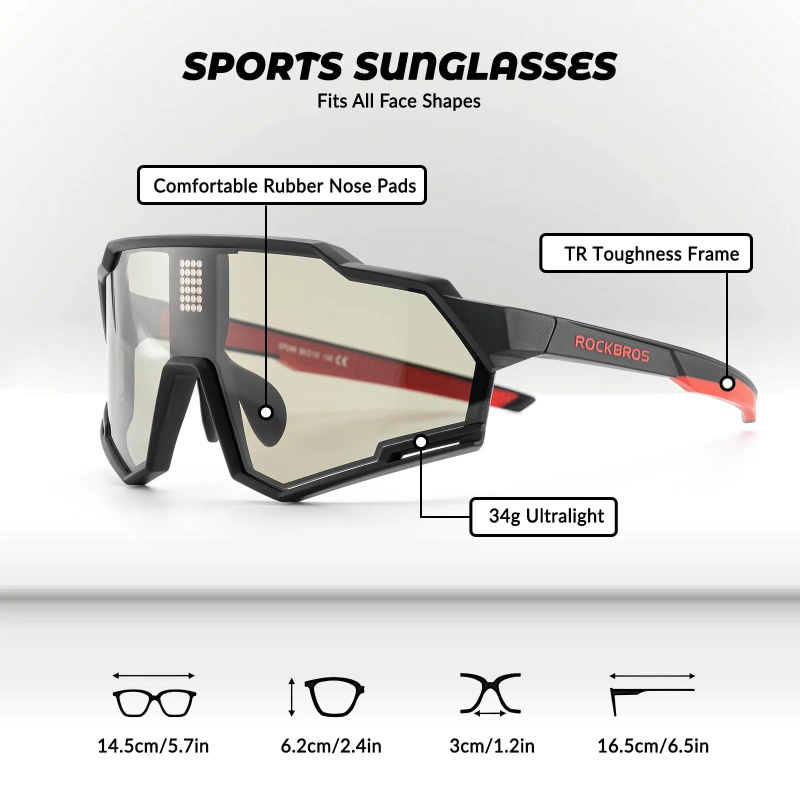 ROCKBROS Intelligent Cycling Glasses Sunglasses Photochromic   Polarized