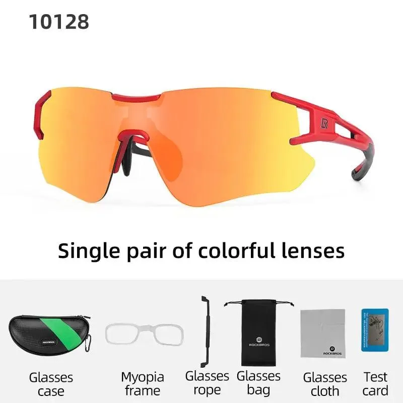 ROCKBROS Polarized Photochromic Cycling Glasses, Bike Glasses Outdoor Sports MTB Bicycle Sunglasses Goggles Eyewear Myopia Frame