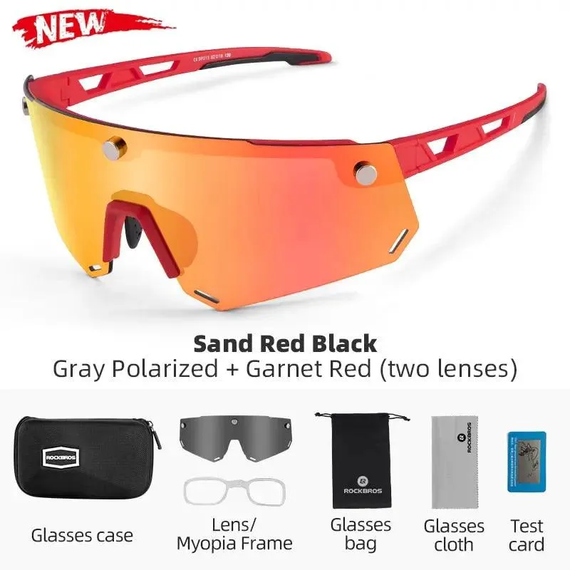 ROCKBROS Polarized Photochromic Cycling Glasses, Bike Glasses Outdoor Sports MTB Bicycle Sunglasses Goggles Eyewear Myopia Frame