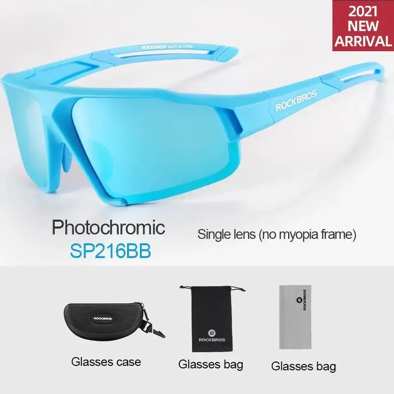 ROCKBROS Polarized Photochromic Cycling Glasses, Bike Glasses Outdoor Sports MTB Bicycle Sunglasses Goggles Eyewear Myopia Frame