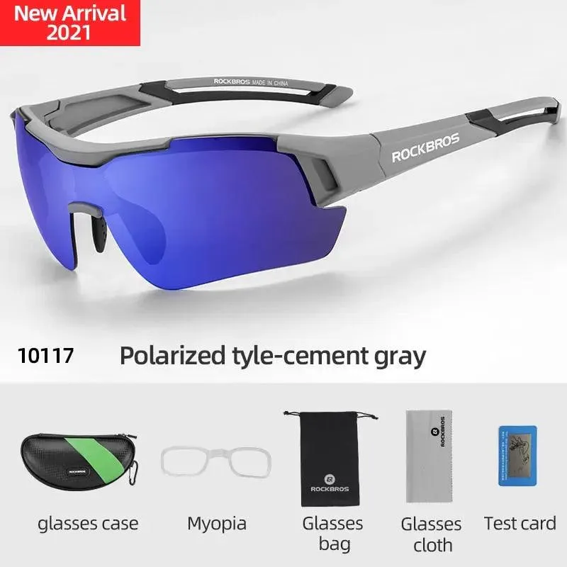 ROCKBROS Polarized Photochromic Cycling Glasses, Bike Glasses Outdoor Sports MTB Bicycle Sunglasses Goggles Eyewear Myopia Frame