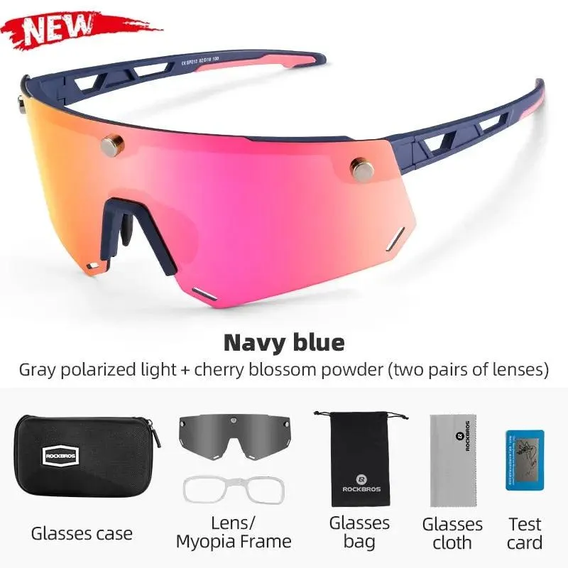 ROCKBROS Polarized Photochromic Cycling Glasses, Bike Glasses Outdoor Sports MTB Bicycle Sunglasses Goggles Eyewear Myopia Frame